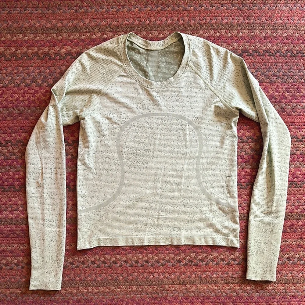 LULULEMON SWIFTLY 2.0 RACE LENGTH GREEN SPECKLE LONG SLEEVE